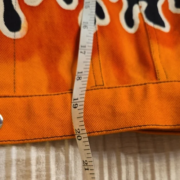 Black and Orange Flame Jean Jacket - Picture 14 of 14